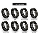 font options for inside engraving on black & silver shield tag paw rings