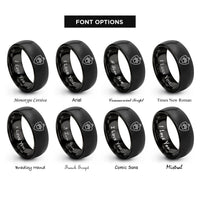 font options for inside engraving on black shield tag paw rings