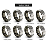 font options for inside engraving on gunmetal & silver shield tag paw rings