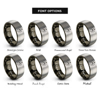 font options for inside engraving on gunmetal & silver shield tag paw rings