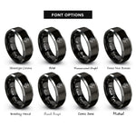 font options for inside engraving on black & grey shieldmaiden silhouette rings