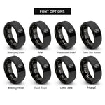 font options for inside engraving on black shieldmaiden silhouette rings