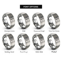 font options for inside engraving on gray shieldmaiden silhouette rings