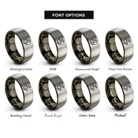 font options for inside engraving on gunmetal & grey shieldmaiden silhouette rings