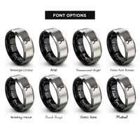 font options for inside engraving on black & gray shift fork rings