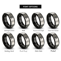 font options for inside engraving on black & grey shift fork rings