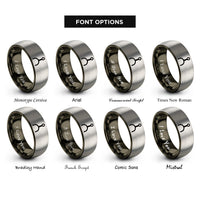 font options for inside engraving on gunmetal & silver shift fork rings