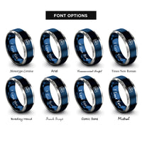 font options for inside engraving on blue & grey shift key rings
