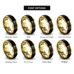 font options for inside engraving on black & gold ship bell rope rings