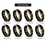 font options for inside engraving on black & gold ship bell rope rings