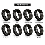 font options for inside engraving on black ship bell rope rings