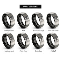 font options for inside engraving on black & gray ship compass rings