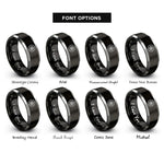 font options for inside engraving on black & silver ship compass rings