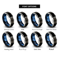 font options for inside engraving on black & blue & grey ship figurehead mermaid rings