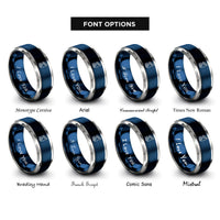 font options for inside engraving on blue & silver ship figurehead mermaid rings