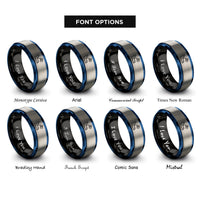 font options for inside engraving on black & blue & gray ship flag rings