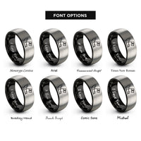 font options for inside engraving on black & grey ship flag rings
