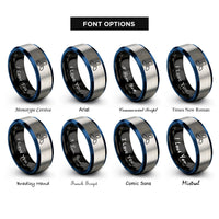 font options for inside engraving on black & blue & grey ship propeller rings