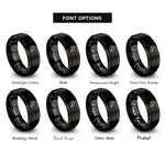 font options for inside engraving on black ship route dashed line rings