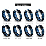font options for inside engraving on blue & grey ship route dashes rings