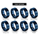 font options for inside engraving on blue ship route dashes rings