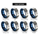 font options for inside engraving on blue & gray ship storm lightning rings