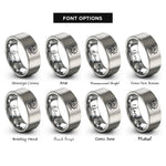 font options for inside engraving on silver ship storm lightning rings