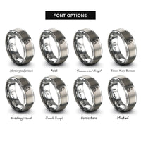 font options for inside engraving on gray ship waves rings