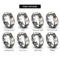 font options for inside engraving on gray ship waves rings