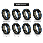font options for inside engraving on gunmetal & blue ship waves rings