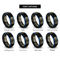 font options for inside engraving on gunmetal & blue ship waves rings