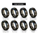font options for inside engraving on gunmetal & blue ship waves rings