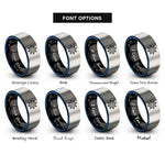 font options for inside engraving on black & blue & silver ship wheel rings