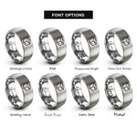 font options for inside engraving on grey shipping box rings