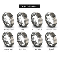 font options for inside engraving on gray shipping box rings