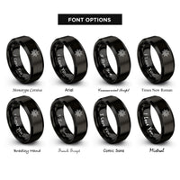 font options for inside engraving on black ships wheel skull rings