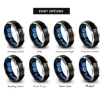 font options for inside engraving on black & blue & grey shipwreck silhouette anchor rings
