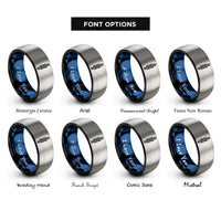 font options for inside engraving on black & blue & gray shock absorber rings