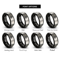 font options for inside engraving on black & gray shock mount microphone rings