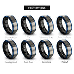 font options for inside engraving on black & blue & grey shoe print rings