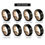 font options for inside engraving on black & rose gold shooting star rings