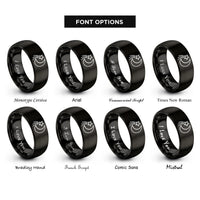 font options for inside engraving on black shooting star rings