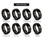 font options for inside engraving on black shooting star rings