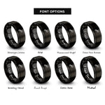 font options for inside engraving on black shooting star rings