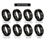 font options for inside engraving on black shooting star rings