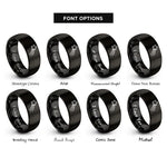 font options for inside engraving on black shooting star rings