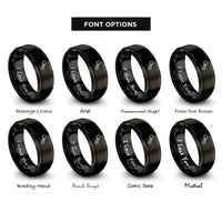 font options for inside engraving on black shooting star rings