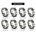 font options for inside engraving on grey shooting star rings