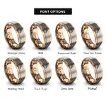 font options for inside engraving on rose gold shooting star rings