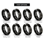 font options for inside engraving on black & silver shop light rings